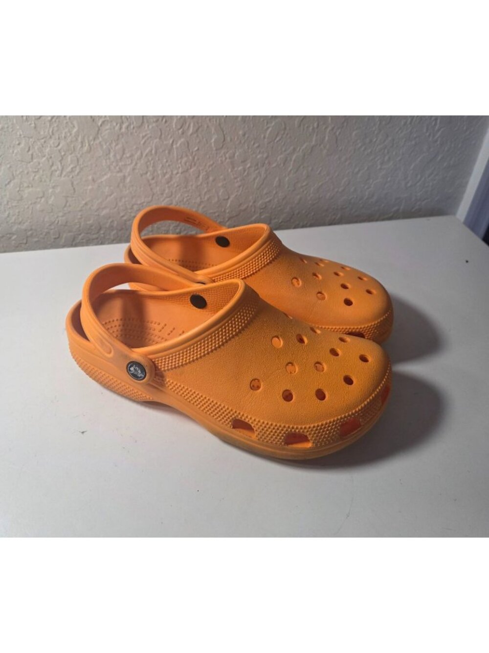 CROCS Orange Zing Slingback Comfort Classic Clogs M7 W9 - EUC